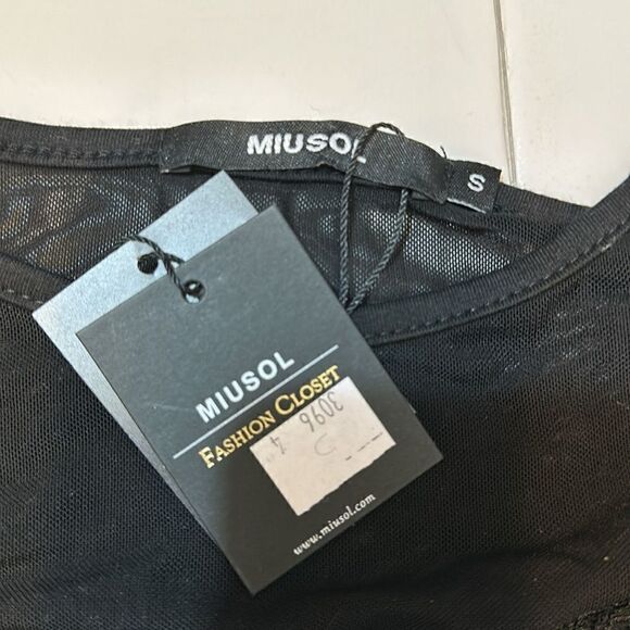 NEW miusol black and nude lace crochet mesh back maxi dress size S - Picture 4 of 12